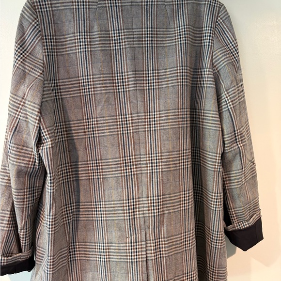 Madewell Plaid Oversize Double-Breasted Blazer chocolate brown EUC - Picture 5 of 9